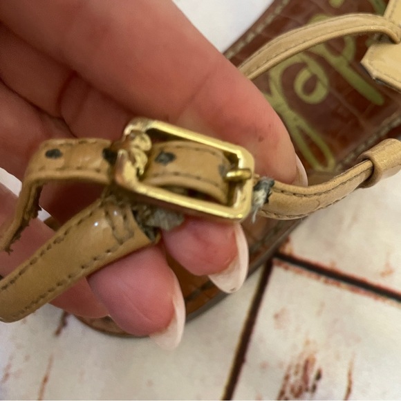 Sam Edelman Gigi T-strap Nude Sandal Size 8.5 Summer Vacay Shoes - Picture 7 of 12